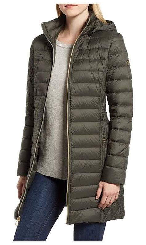 michael michael kors quilted long hooded jacket|Michael Kors puffer jacket ladies.